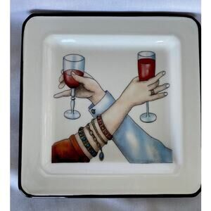 Brunelli Pair of Squared Salad Dessert Plates Made in Italy Wedding Anniversary